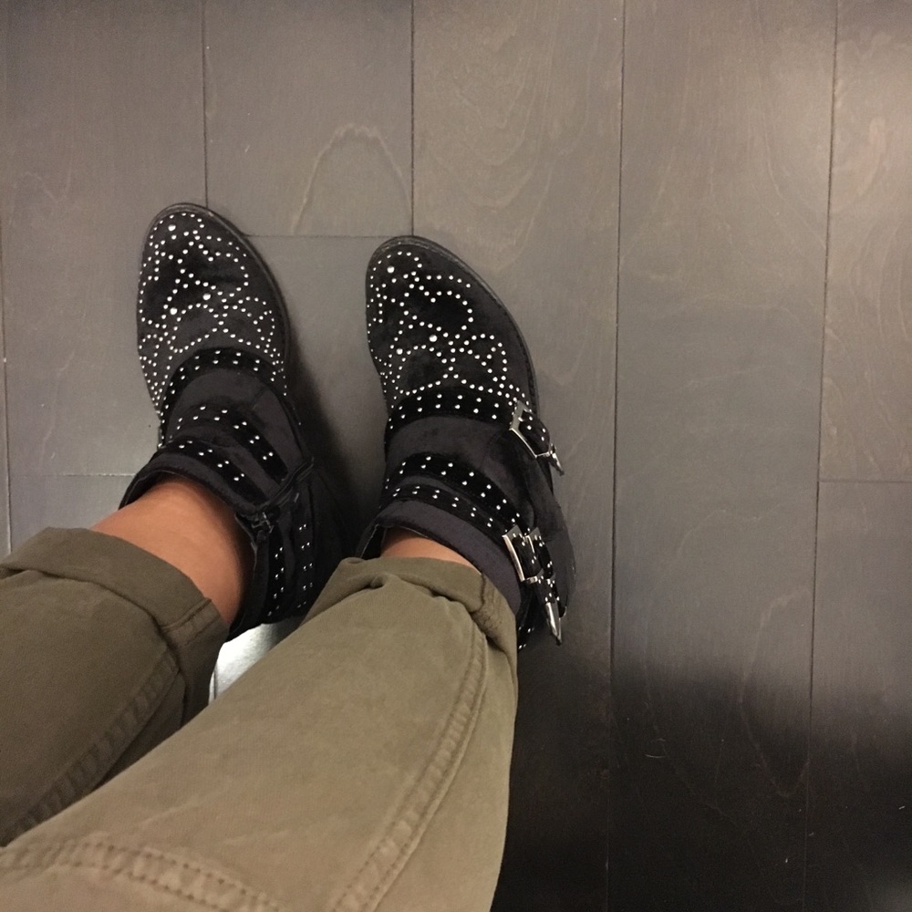 Super cute black velvet boots